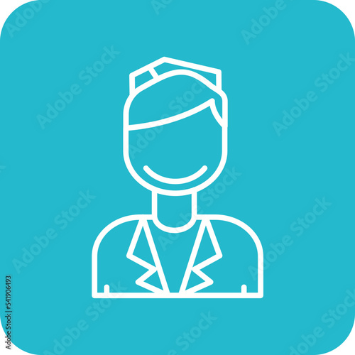 Air Hostess Line Round Corner Background Icon