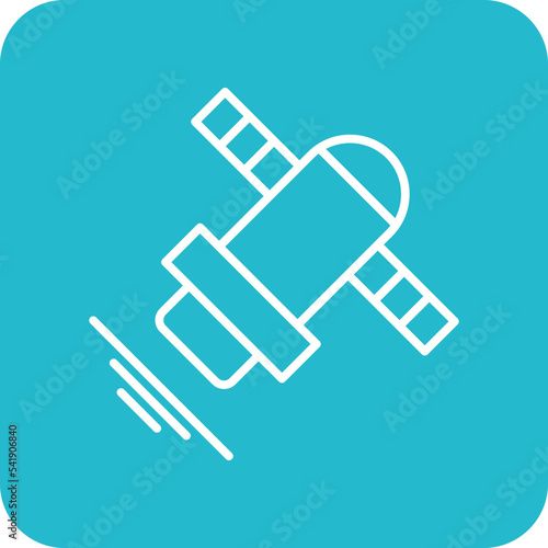 Sputnik Line Round Corner Background Icon