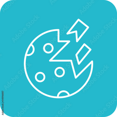 Planet Destoryed Line Round Corner Background Icon photo