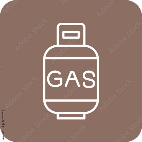 Gas Cylinders Line Round Corner Background Icon