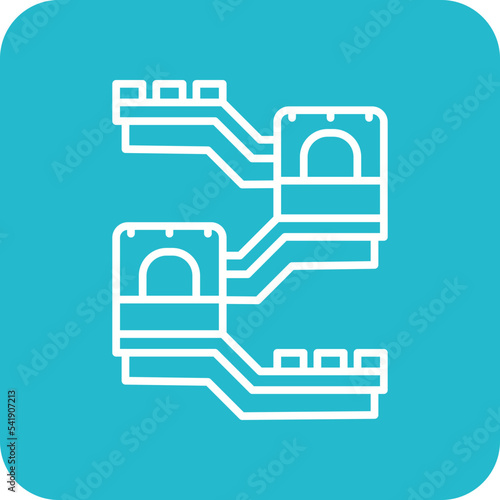Great Wall of China Line Round Corner Background Icon