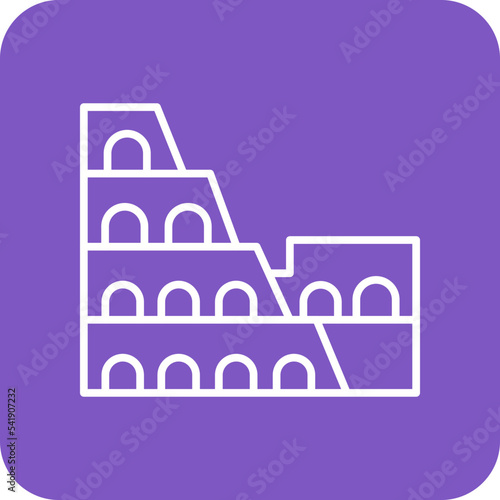 Coliseum Line Round Corner Background Icon