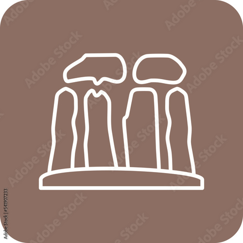 Stonehenge Line Round Corner Background Icon