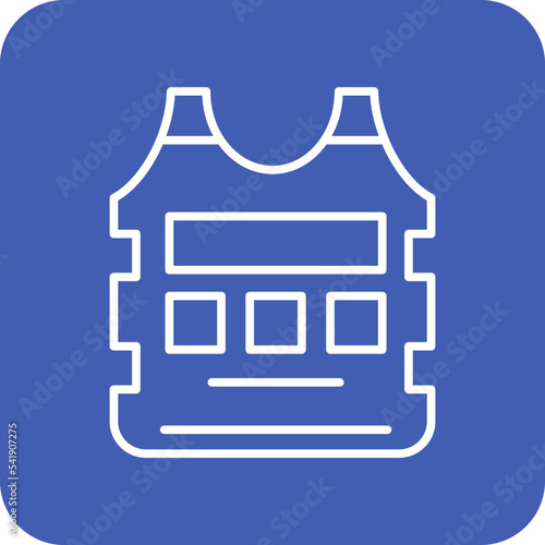 Bulletproof Vest Line Round Corner Background Icon