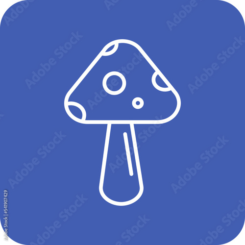 Spring Mushroom Line Round Corner Background Icon