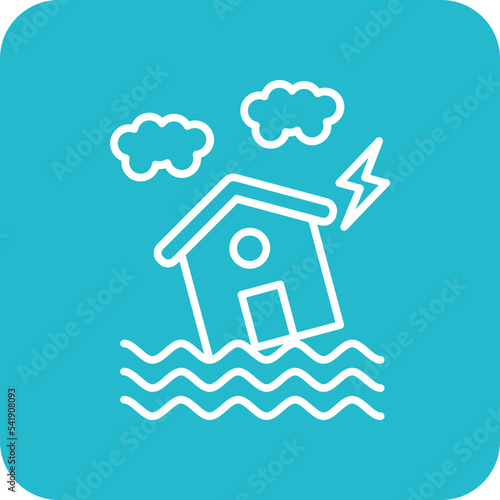 Flood Line Round Corner Background Icon