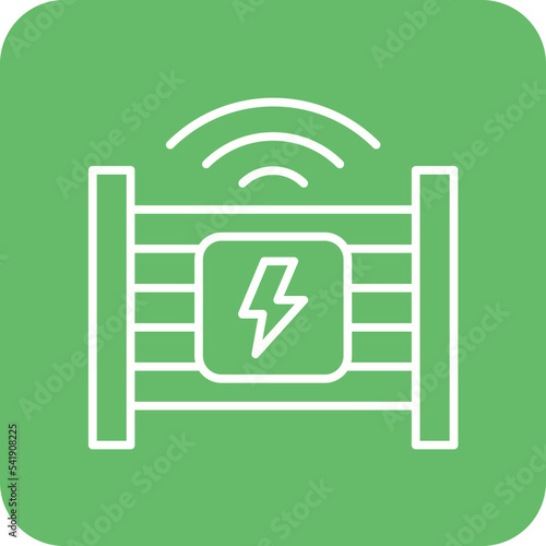 Electric Fence Line Round Corner Background Icon