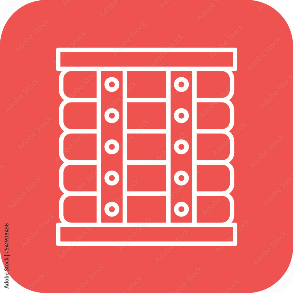Wooden Box Line Round Corner Background Icon