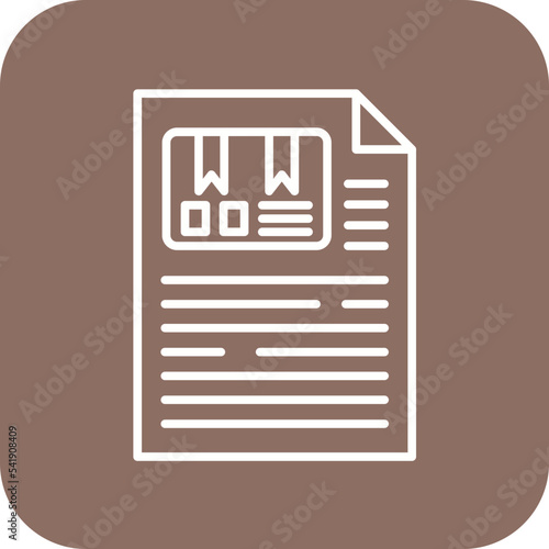 Delivery Note Line Round Corner Background Icon