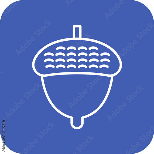 Acorn Line Round Corner Background Icon
