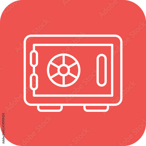 Safebox Line Round Corner Background Icon