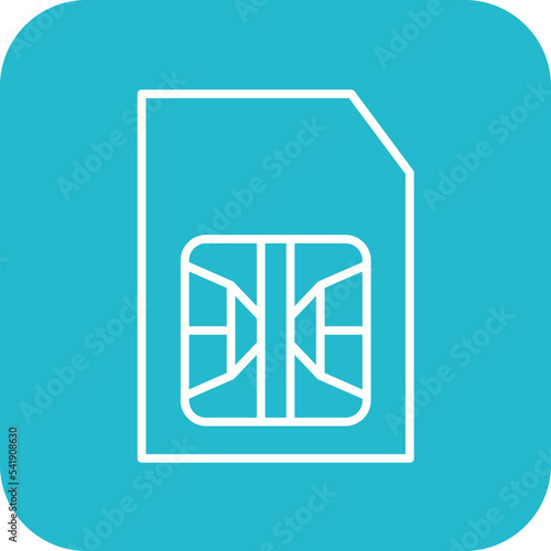 Sim Line Round Corner Background Icon