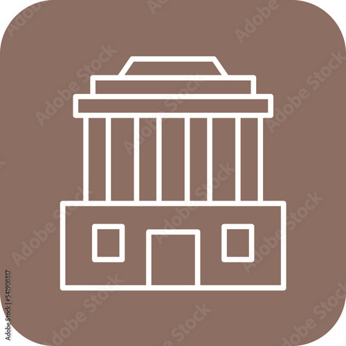 Mausoleum Line Round Corner Background Icon