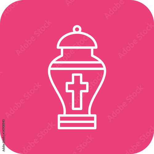 Urn Line Round Corner Background Icon