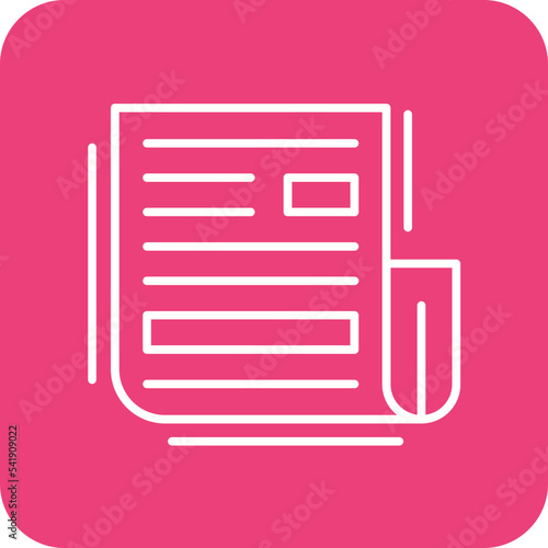 Newspaper Line Round Corner Background Icon