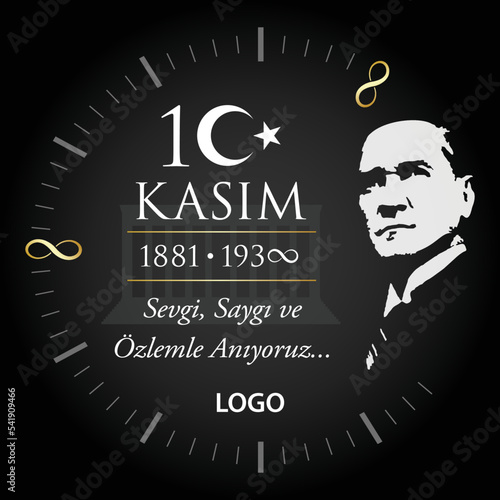 November 10th Ataturk Memorial Day. 10 november vector illustration. 10 November, Mustafa Kemal Ataturk Death Day anniversary. 10 Kasım Atatürk'ü Anma Günü vektör illüstrasyon