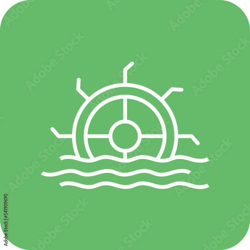 Water Mill Line Round Corner Background Icon