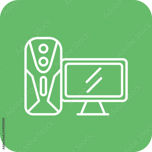 Gaming Pc Line Round Corner Background Icon