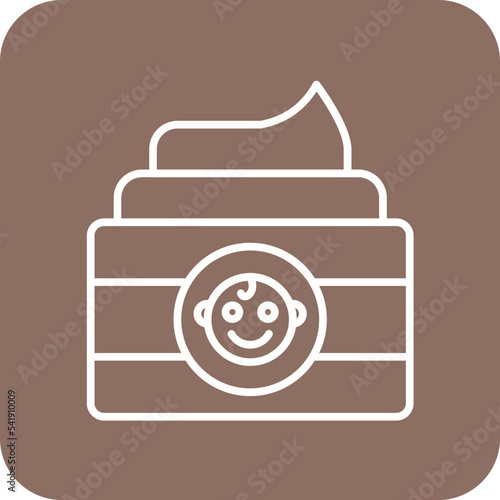 Baby Cream Line Round Corner Background Icon
