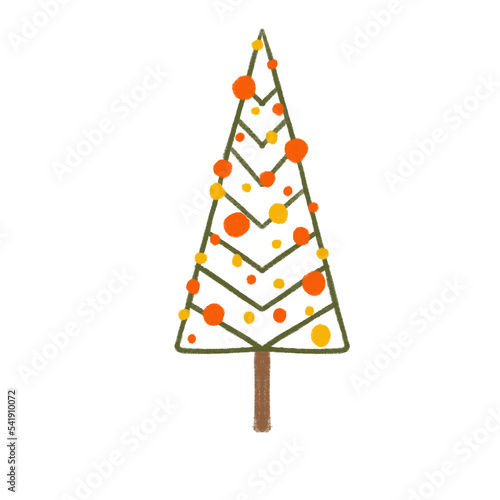 Christmas tree on transparent background. Emplate for design, greeting card, invitation. PNG
