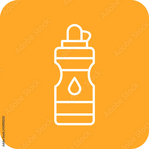 Water Bottle Line Round Corner Background Icon
