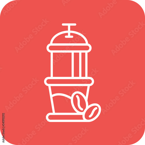 Coffee Dripper Line Round Corner Background Icon