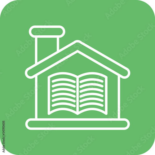 Homeschooling Line Round Corner Background Icon