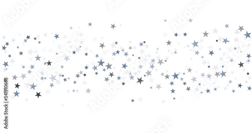 Silver stars vector background, sparkling Christmas confetti falling isolated on white. magic shining flying stars glitter backdrop, sparkle border © Good Goods