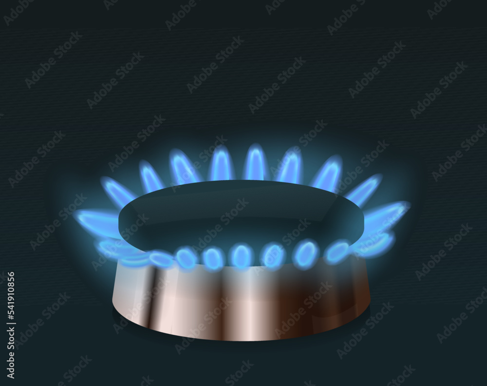 Gas. Burning burner. Gas stove flame. Blue natural gas. Vector illustration. Gas. Burning burner. Gas stove flame. Blue natural gas. Vector illustration.