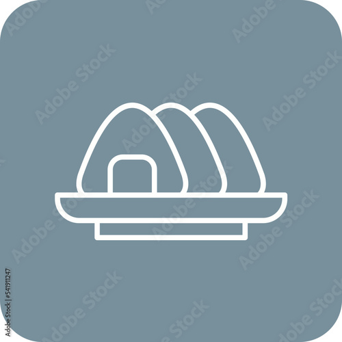Onigiri Line Round Corner Background Icon