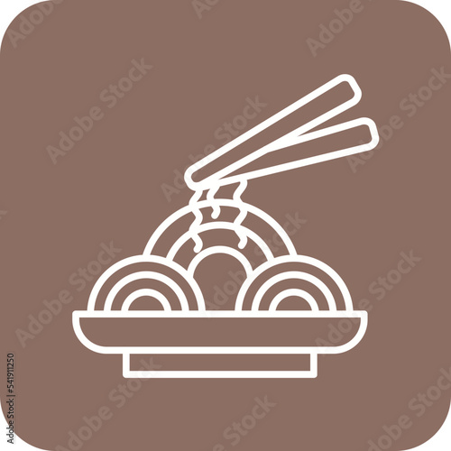 Pad Thai Line Round Corner Background Icon