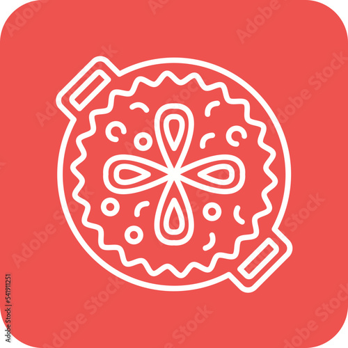 Paella Line Round Corner Background Icon