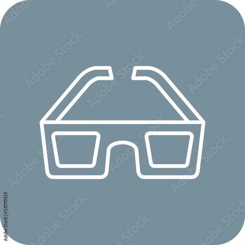 3d Glasses Line Round Corner Background Icon