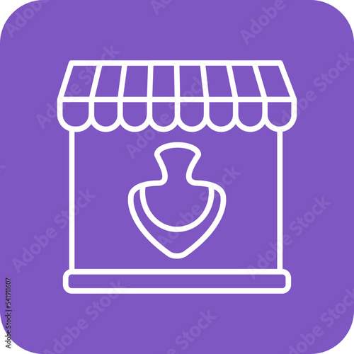 Jewlery Store Line Round Corner Background Icon