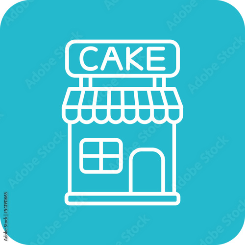 Cake Shop Line Round Corner Background Icon