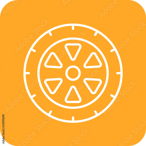 Wheel Line Round Corner Background Icon