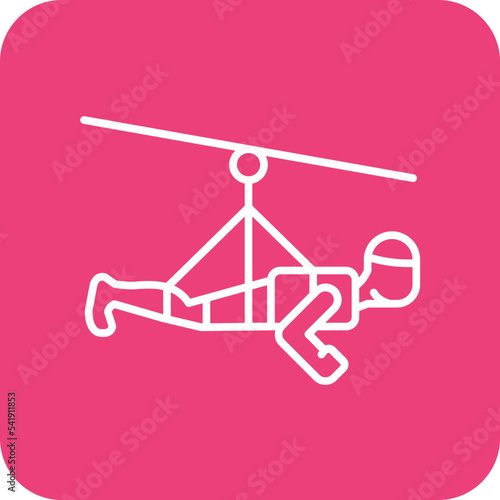 Zipline Line Round Corner Background Icon