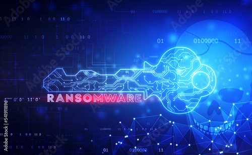 Ransomware alert, 2d illustration ransomware computer virus, technology abstract background. Data Security, Data theft 