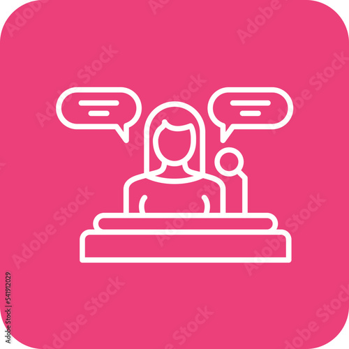 Woman Speech Line Round Corner Background Icon