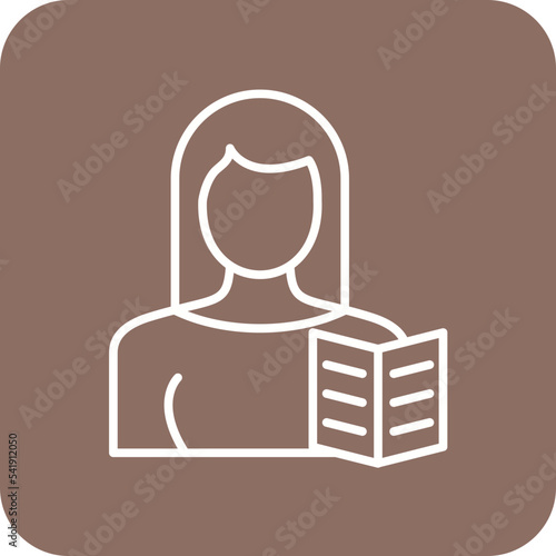 Woman Recipes Line Round Corner Background Icon