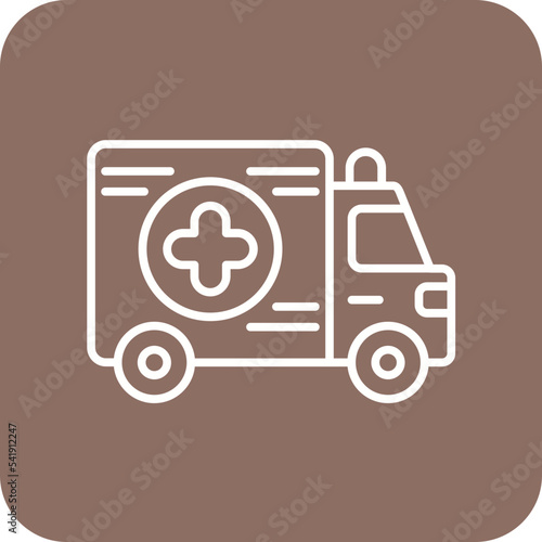 Ambulance Line Round Corner Background Icon
