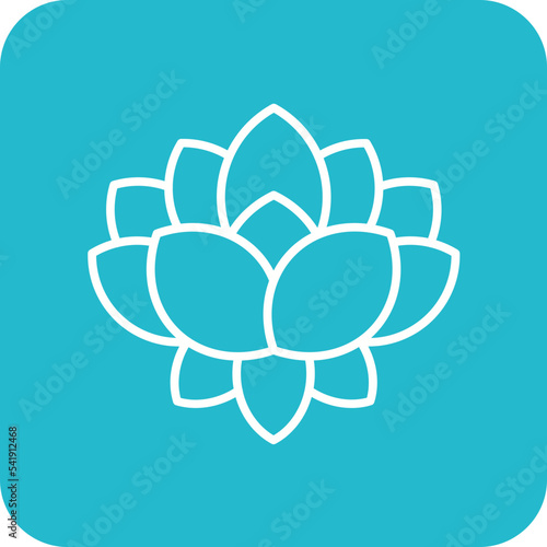 Lotus Flower Line Round Corner Background Icon