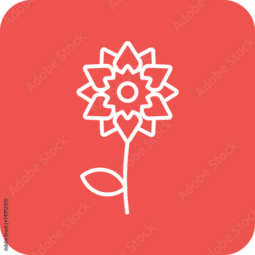 Daffodil Line Round Corner Background Icon