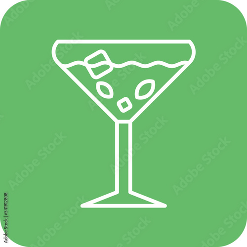 Gin Tonic Line Round Corner Background Icon photo