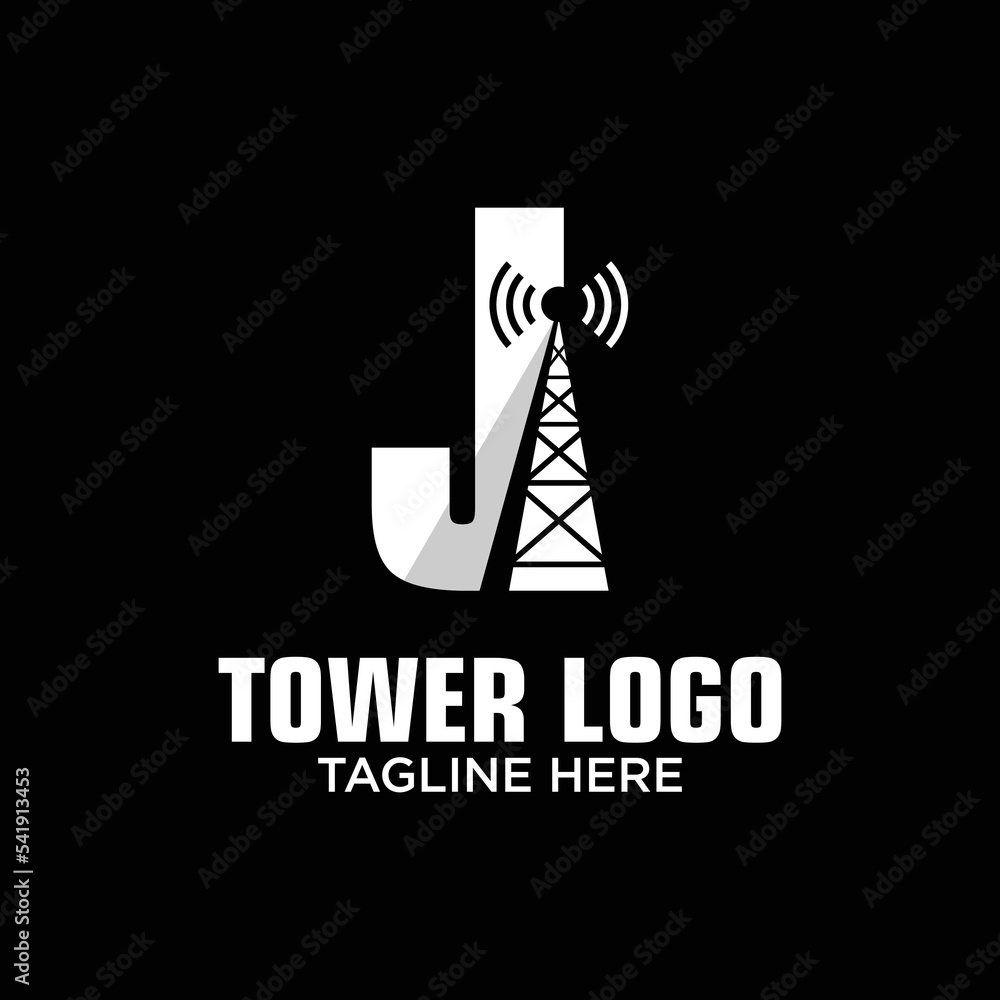 Letter J Tower Logo Design Template Inspiration, Vector Illustration.