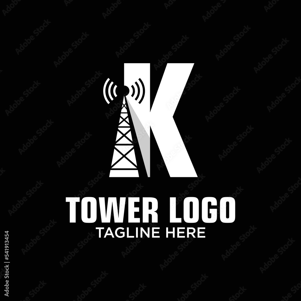 Letter K Tower Logo Design Template Inspiration, Vector Illustration.