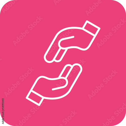 Helping Hand Line Round Corner Background Icon