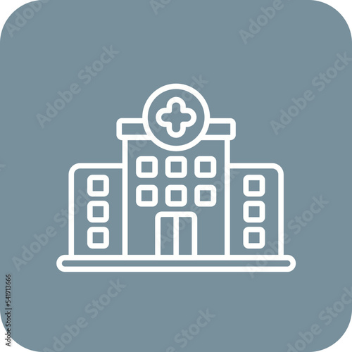 Clinic Line Round Corner Background Icon
