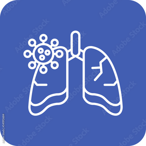 Lungs Infection Line Round Corner Background Icon