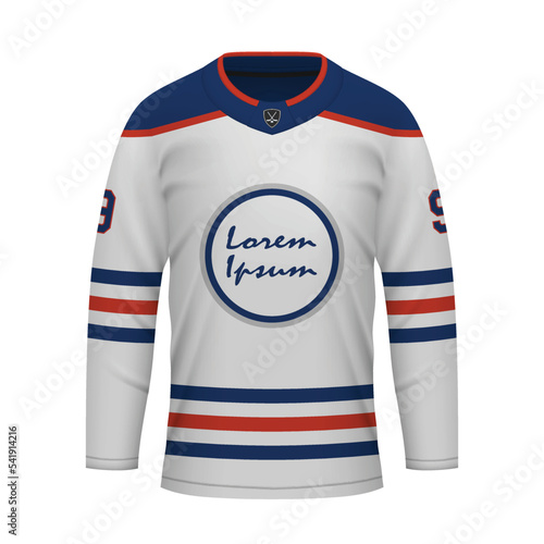 Realistic Ice Hockey away jersey Edmonton, shirt template